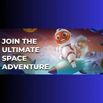 A vibrant illustration of a thrilling space adventure game featuring spaceships, planets, and cosmic landscapes.