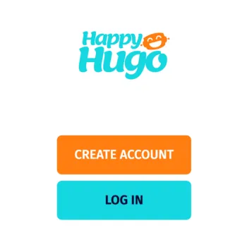 Happy Hugo character encouraging users to create an account with a friendly smile and open arms for the Login page.